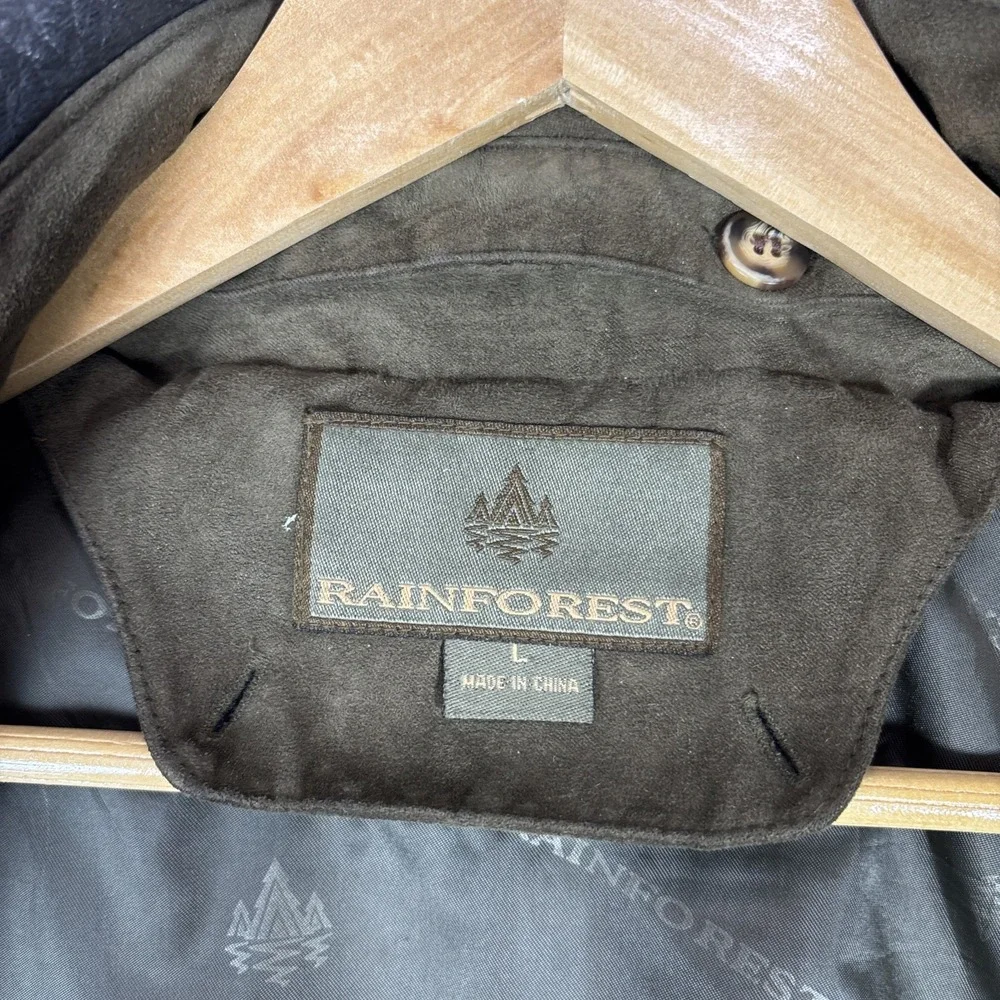 Rainforest Suede Bomber Jacket Mens‎ M Full Zip Stand Up Collar w/ Liner EUC